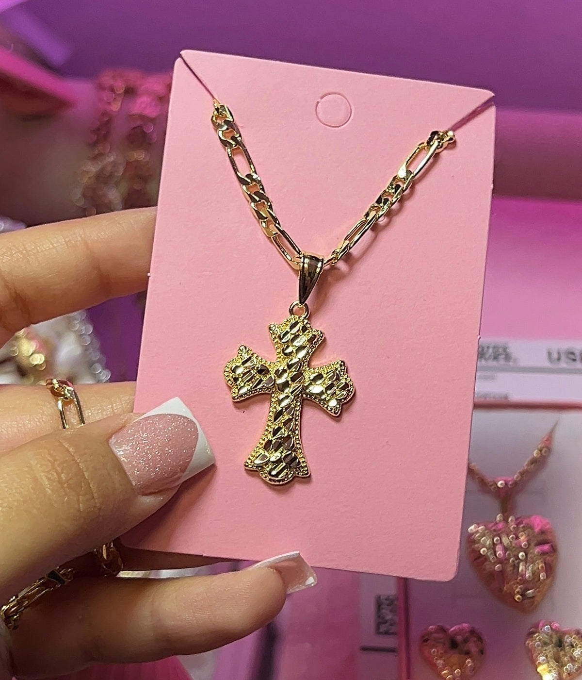 NUGGET CROSS CHAIN LRG